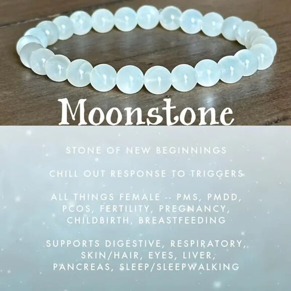 Natural Moonstone Stretch Stone Crystal Bracelet Wisdom Healing Casual Boho - Picture 1 of 5